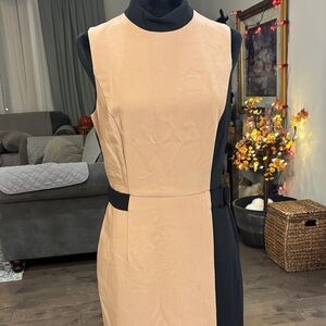 White House Black Market Black and Tan Midi Dress